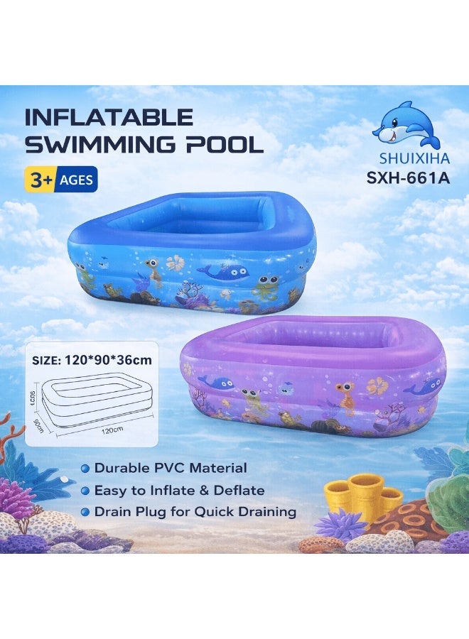 Inflatable Swimming Pool for Kids – 120cm Durable PVC Pool – SHUIXIHA SXH-661A - Image 1